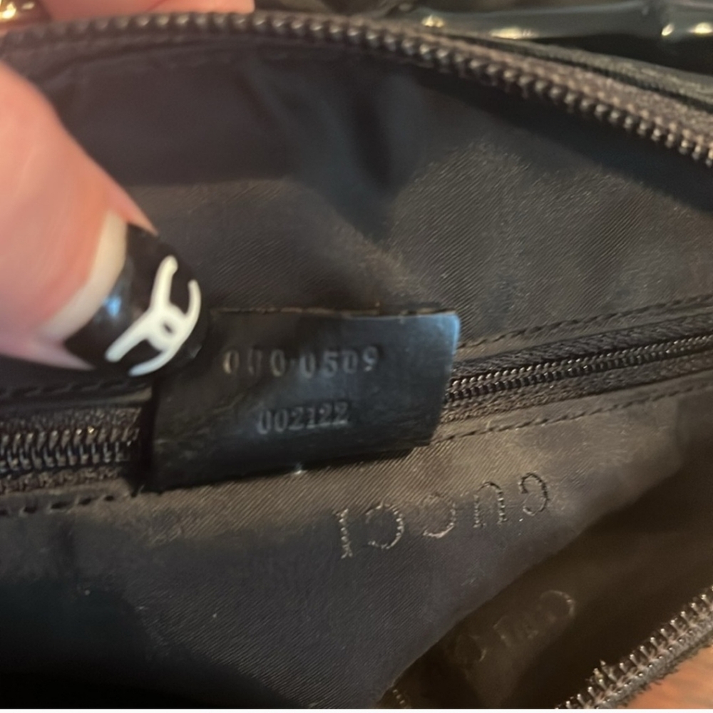 GUCCI Vintage Nylon Hand Bag with Bamboo Handle Black - Picture 11 of 12